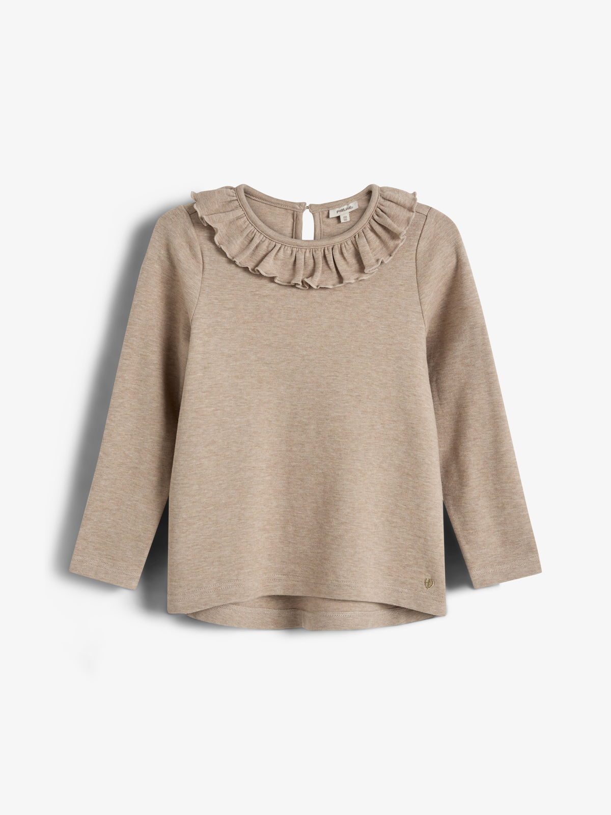 Pluche Jersey Pierrot Kraag Blouse - Kids - Beige Melange