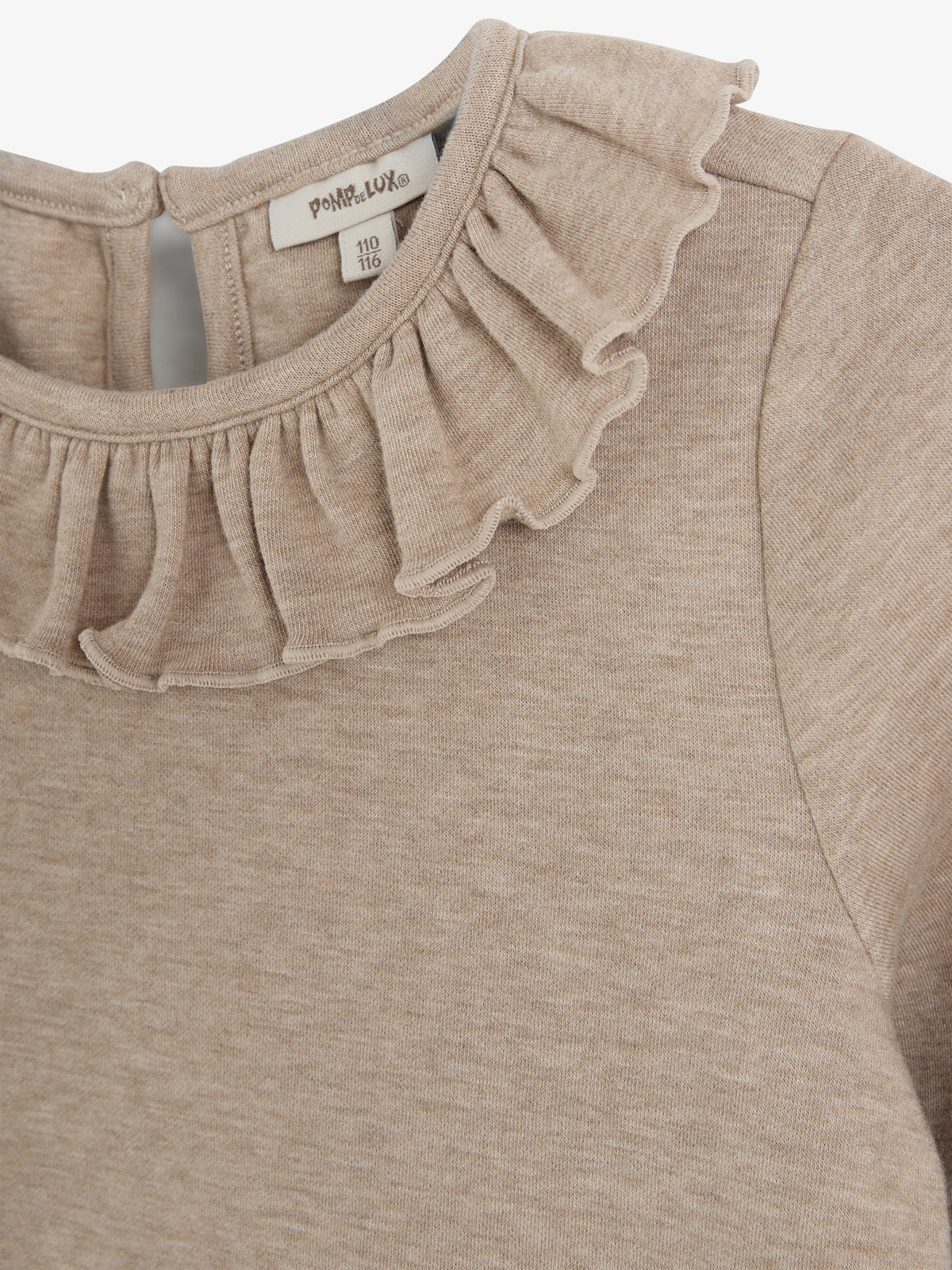 Pluche Jersey Pierrot Kraag Blouse - Kids - Beige Melange