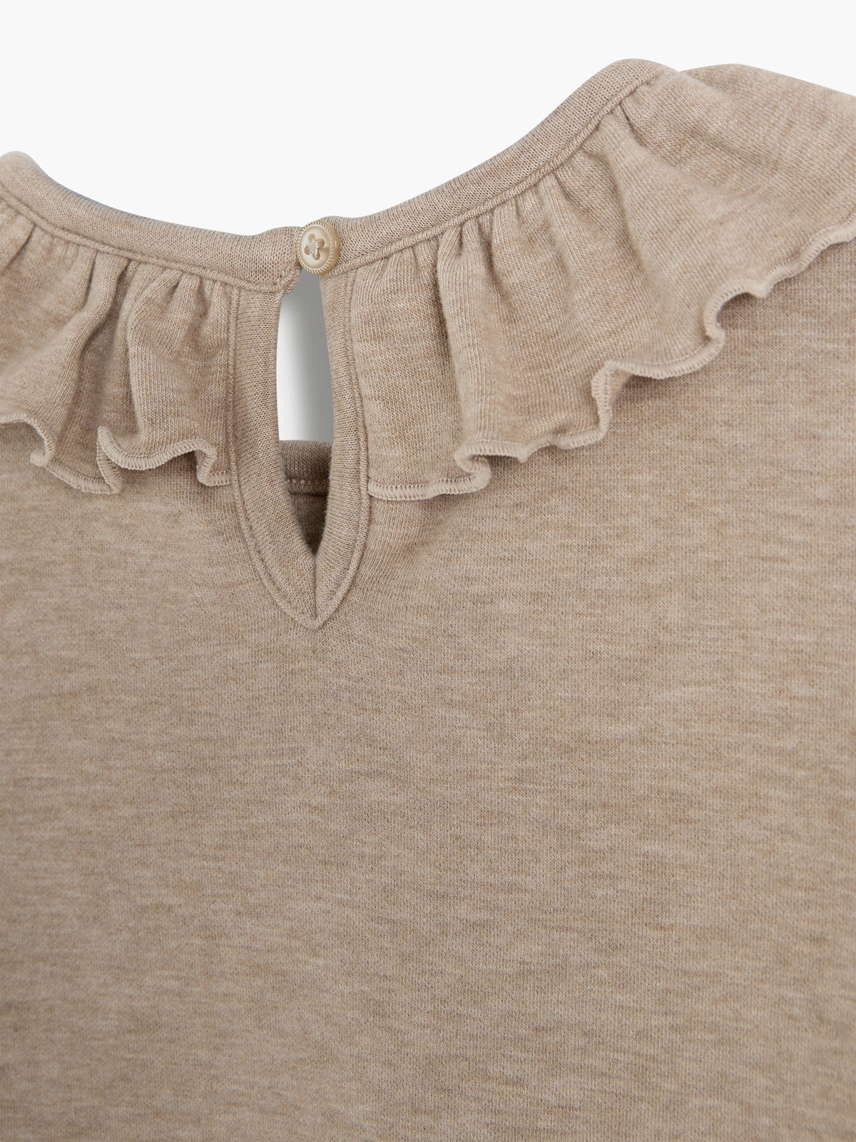 Pluche Jersey Pierrot Kraag Blouse - Kids - Beige Melange