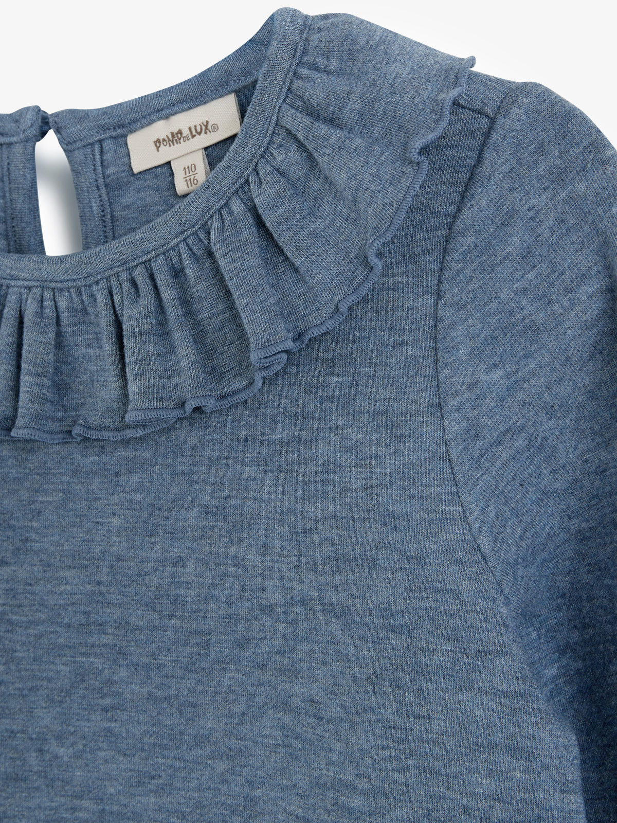 Pluche Jersey Pierrot Kraag Blouse - Kids - Blue Melange