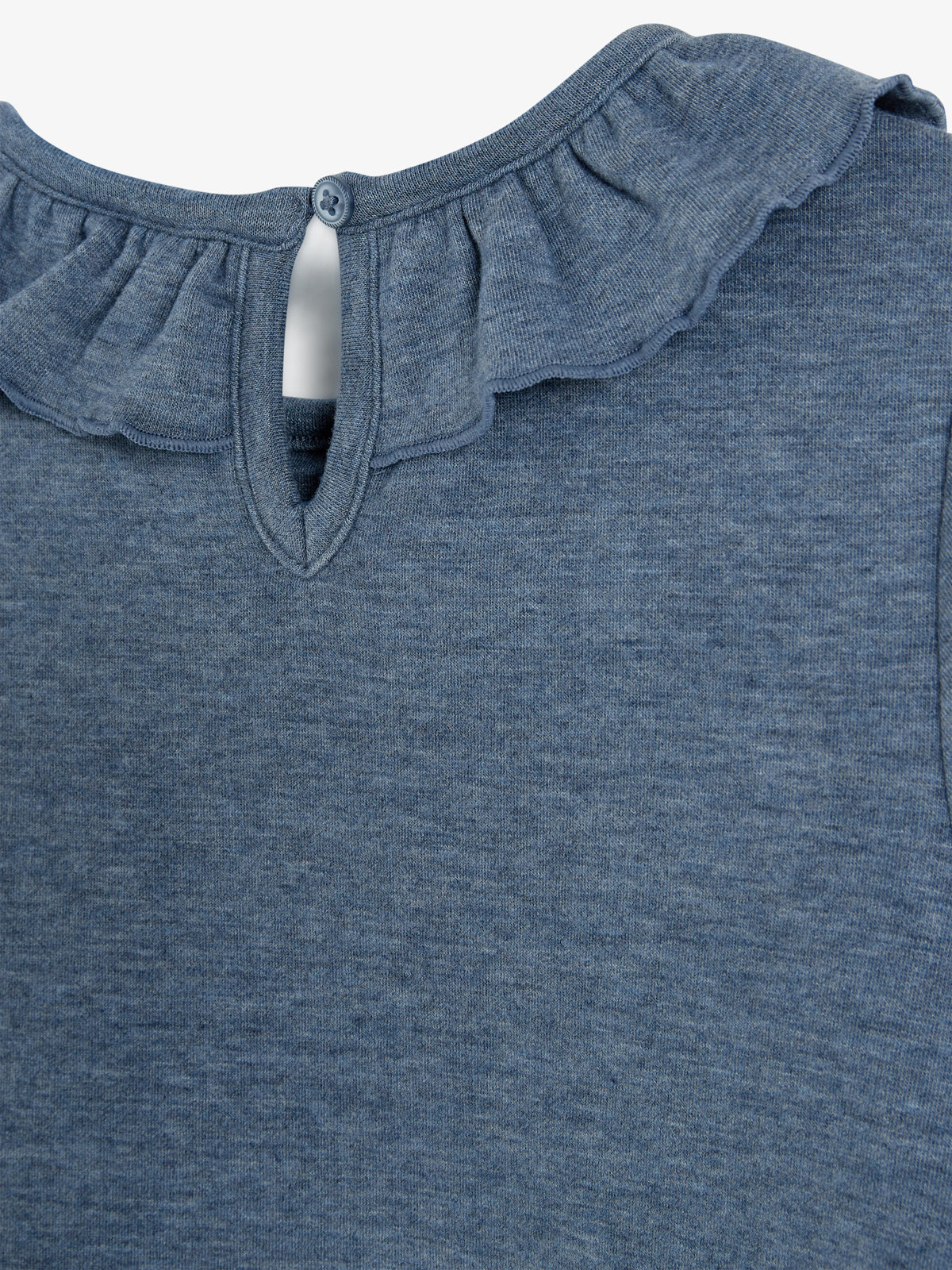 Pluche Jersey Pierrot Kraag Blouse - Kids - Blue Melange