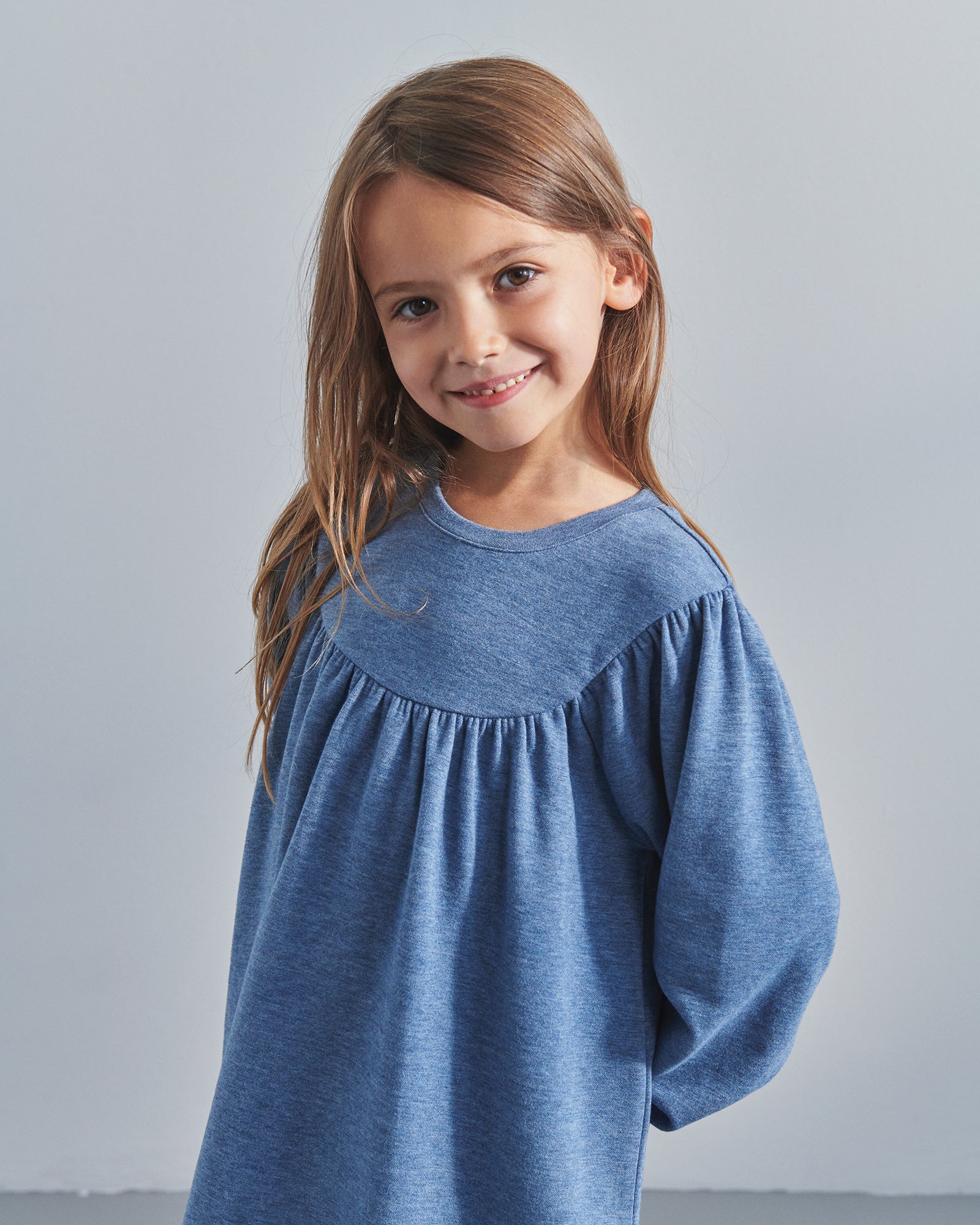 Pluche Jersey Jurk - Kids - Blue Melange