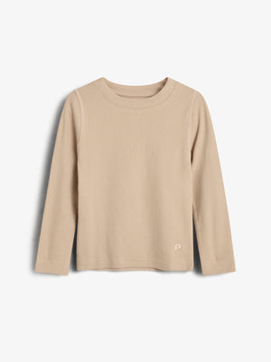 Basic Rib T-shirt met lange mouwen - Kids - Beige