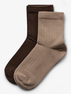 Sokken 2-pack - Kids - Dark Earth/Dark Beige