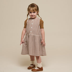 Gestreepte seersucker jurk - Kids - Brown | 101195 Nadia