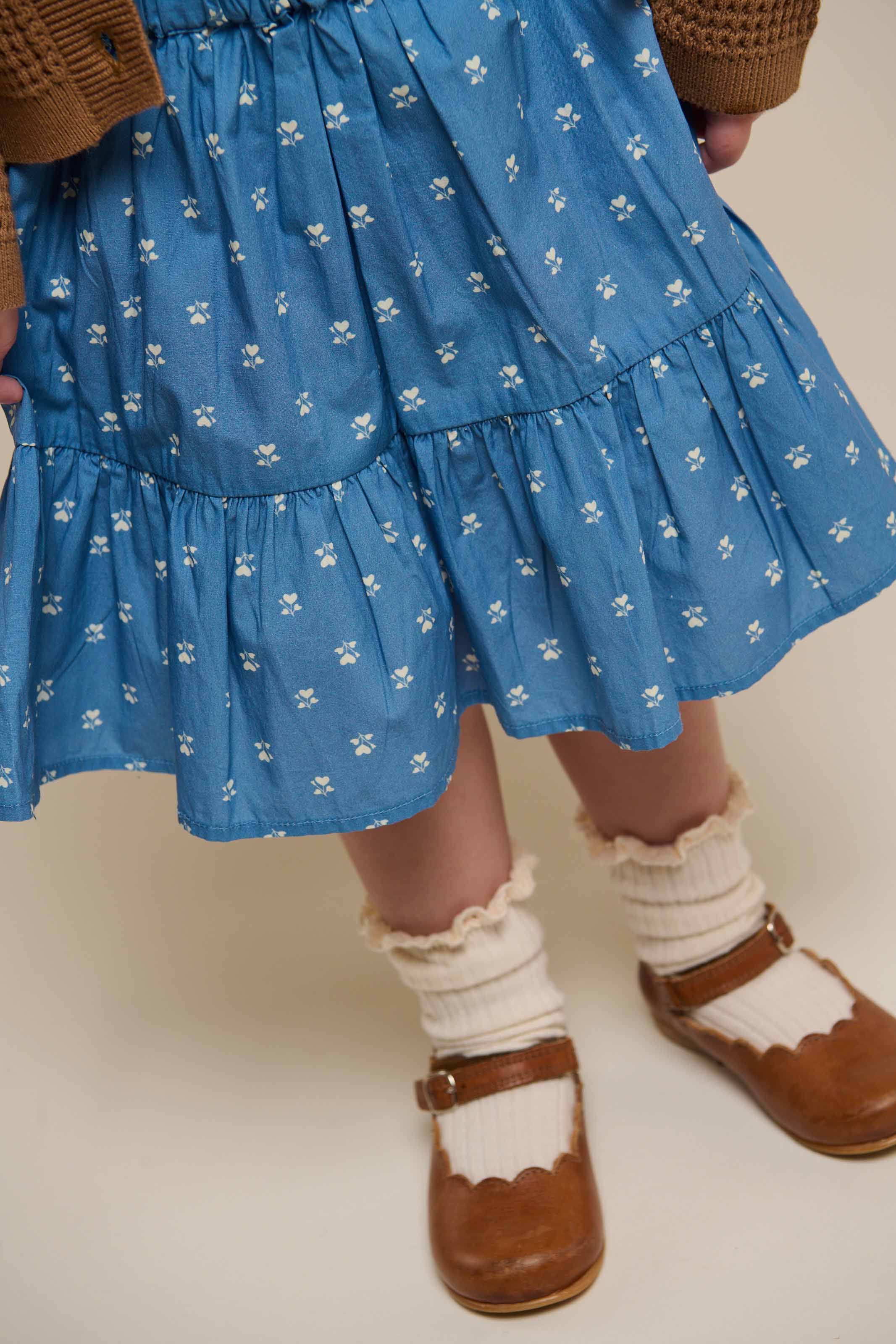 Bedrukte poplin rok - Kids - Dusty Blue | 101054 Camilla