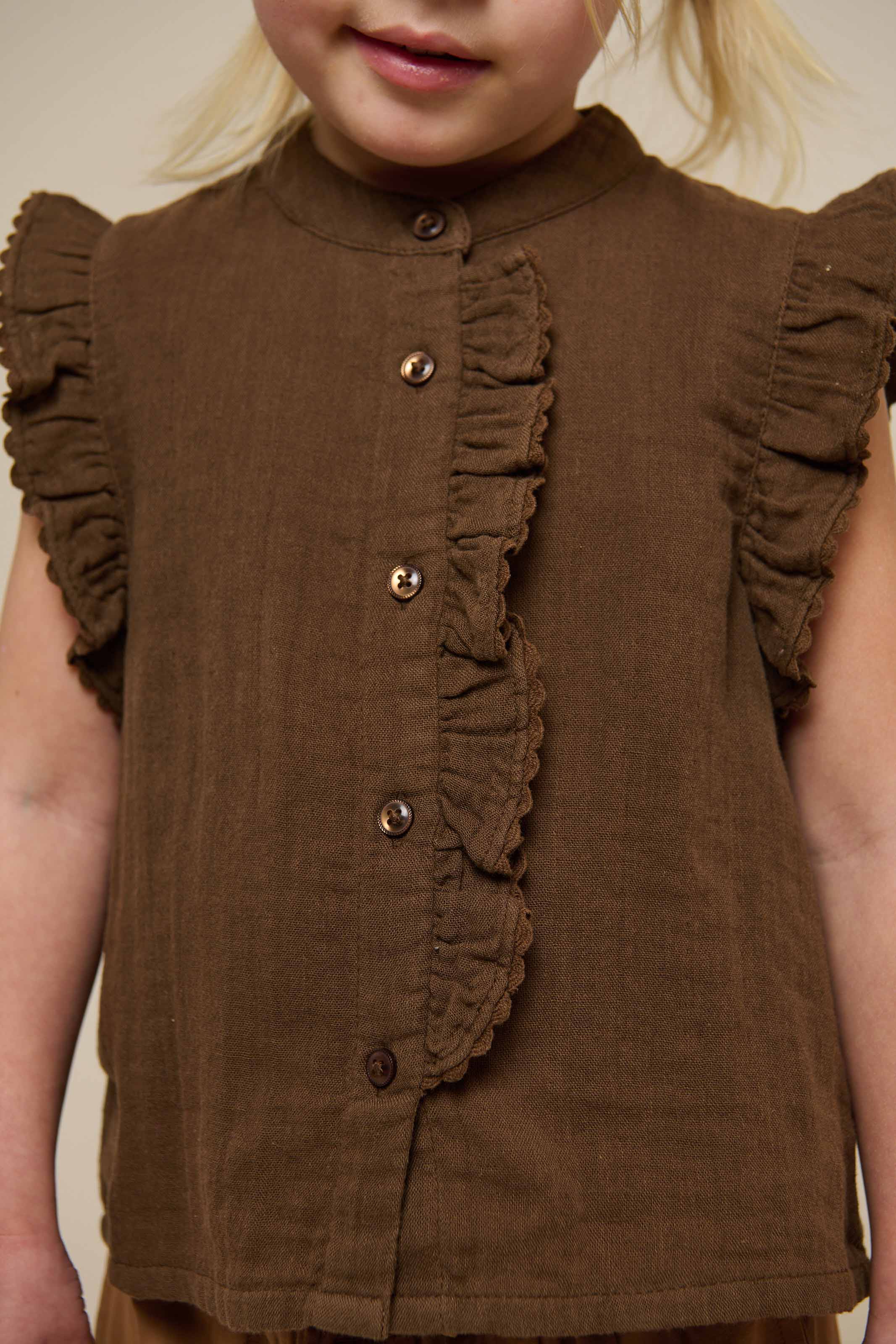 Mouwloze Top van Gaas - Kids - Dark Brown | 100928 Jasmine