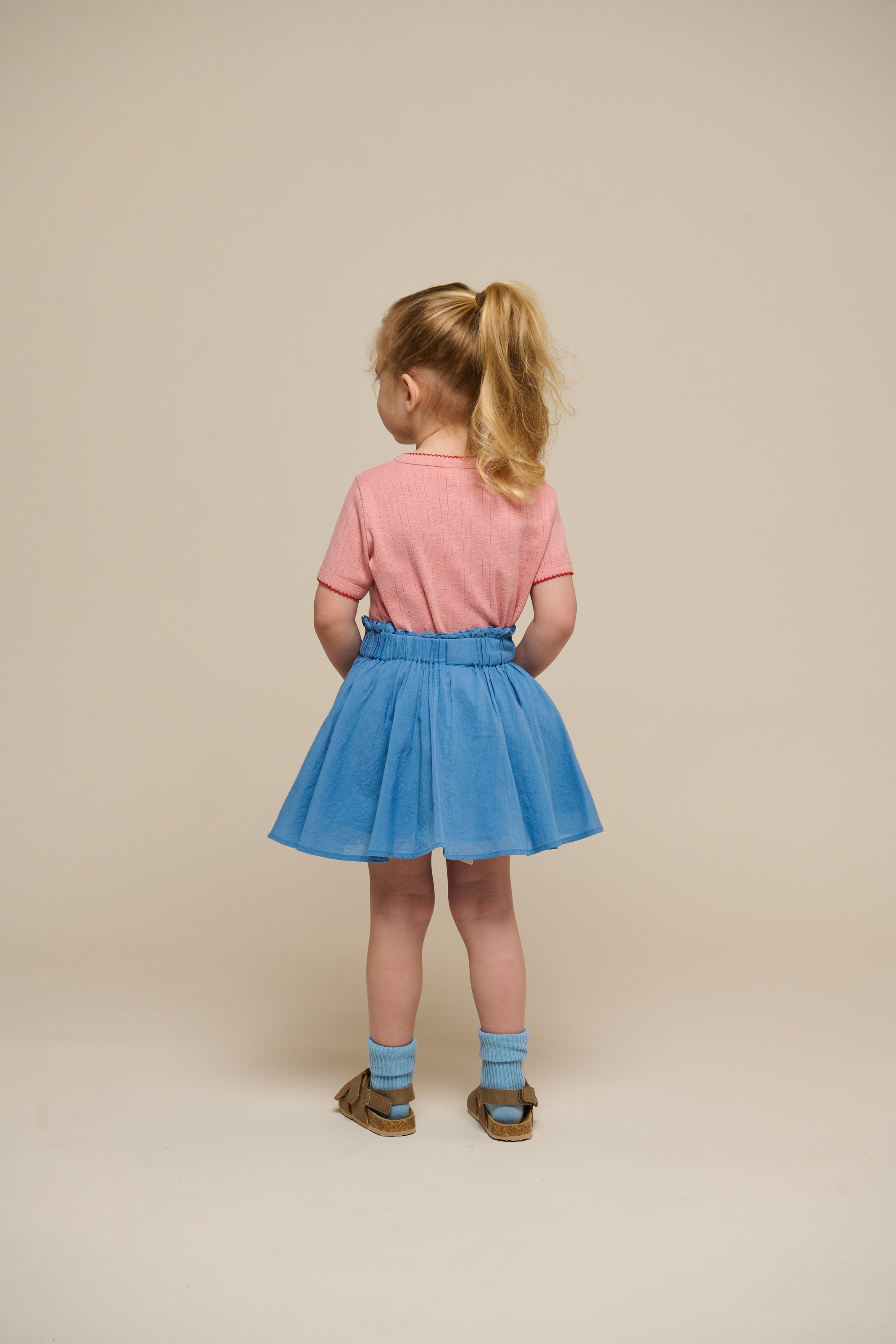 Katoenen rok met Ric Rac ruche - Kids - Dusty Blue | 101039 Alma
