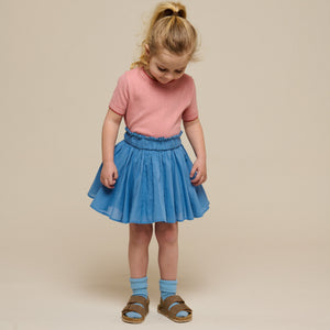 Katoenen rok met Ric Rac ruche - Kids - Dusty Blue | 101039 Alma