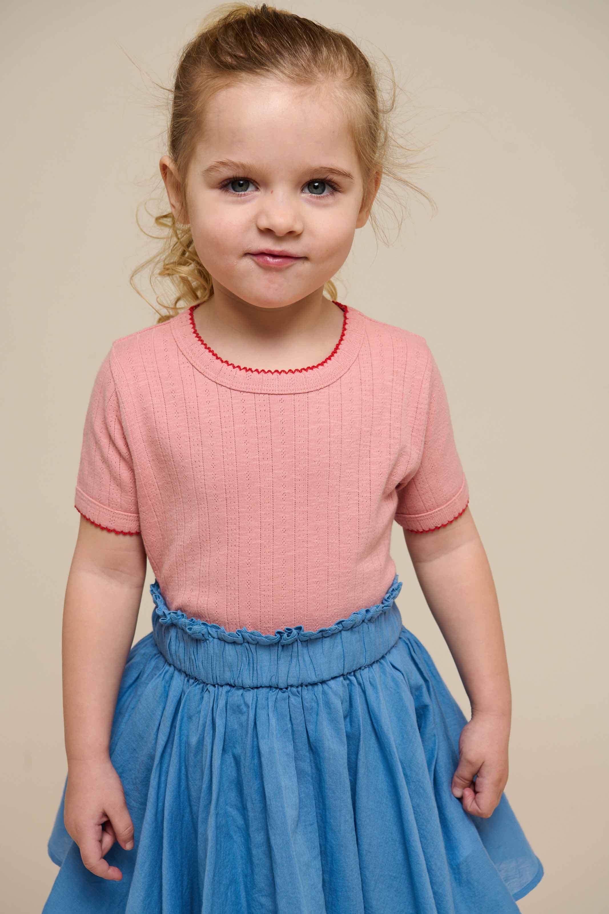 Pointelle T-shirt met contrasterende picot - Kids - Rose Tan | 101287 Drew