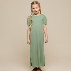 Modal Rib Lang T-shirt Jurk - Tween - Dusty Green | 101295 Lottie