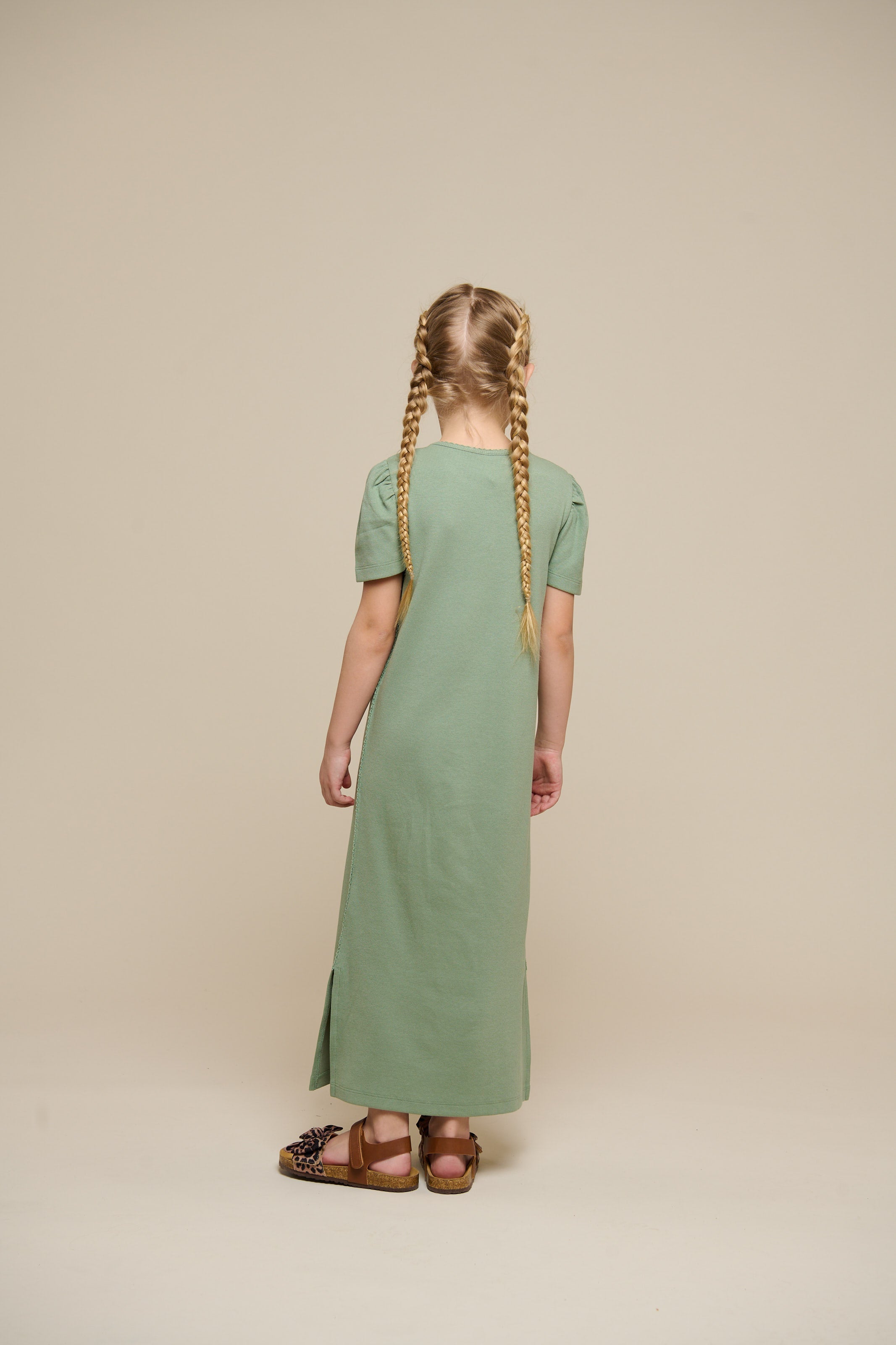 Modal Rib Lang T-shirt Jurk - Tween - Dusty Green | 101295 Lottie