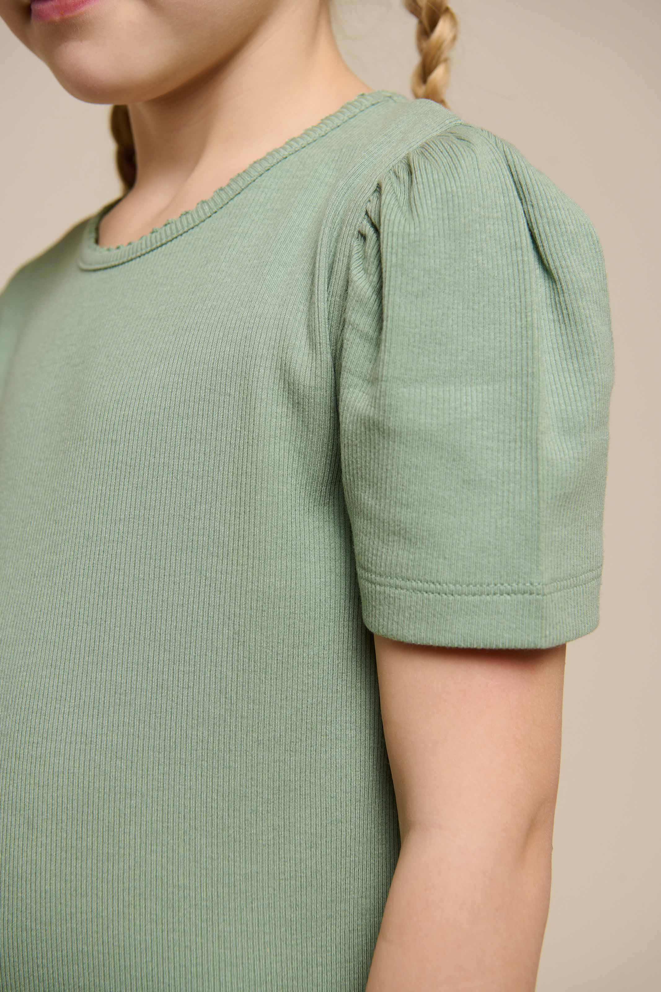 Modal Rib Lang T-shirt Jurk - Tween - Dusty Green | 101295 Lottie