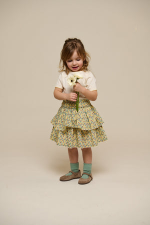 Poplin rok met bloemenprint en ruche - Kids - Green | 100954 Poppy