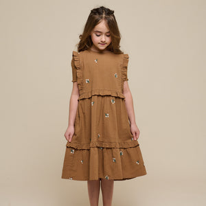 Geborduurde Seersucker Jurk - Tween - Coconut | 100979 Nora