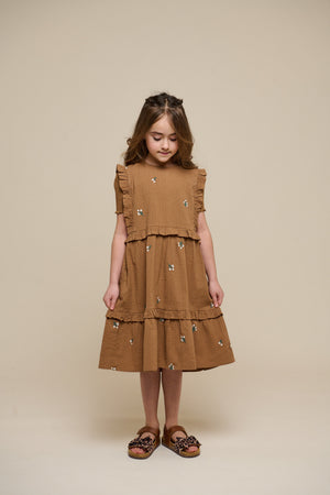 Geborduurde Seersucker Jurk - Tween - Coconut | 100979 Nora