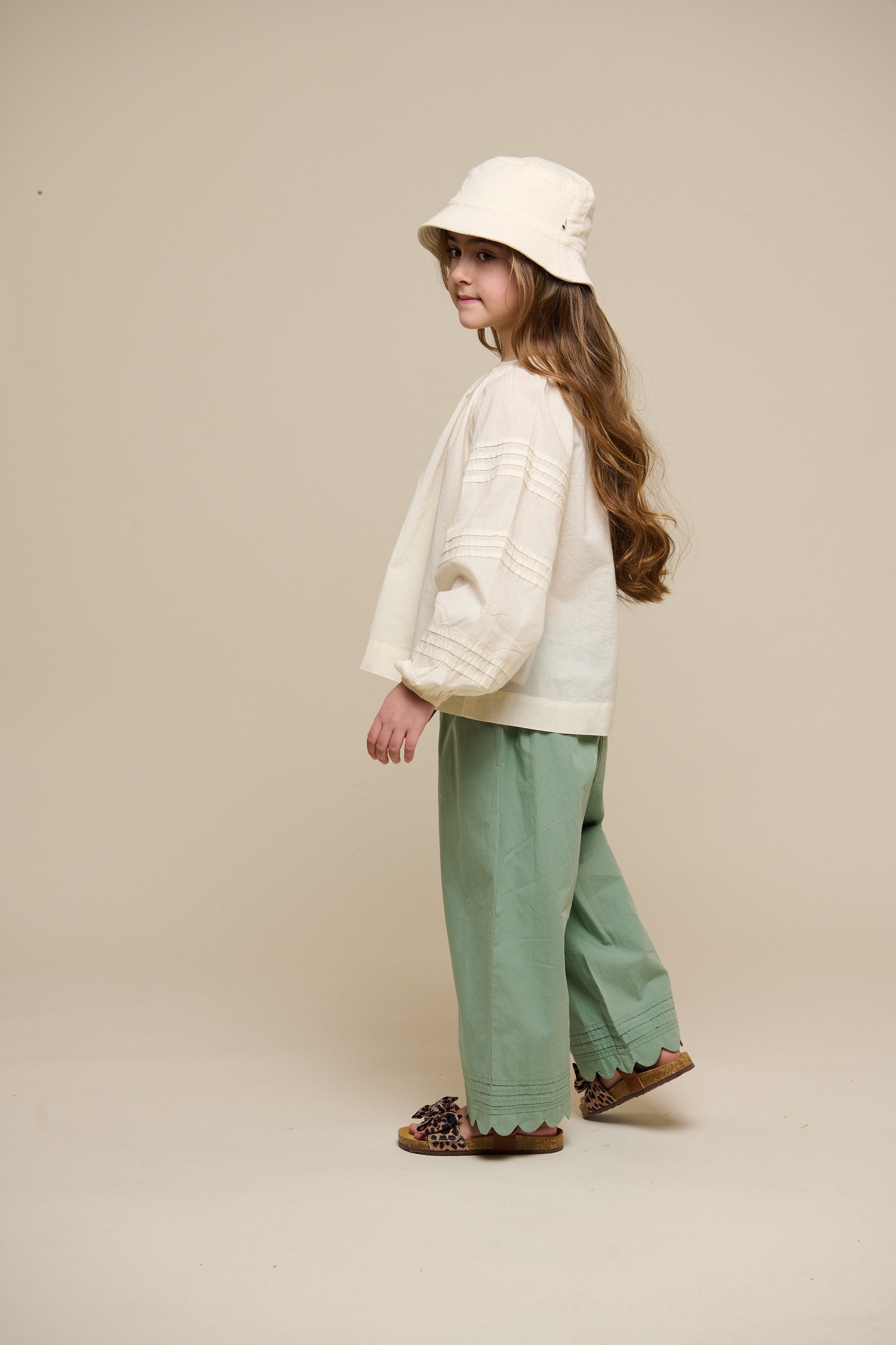 Poplinbroek met Geschulpte Rand - Tween - Dusty Green | 101080 Joy