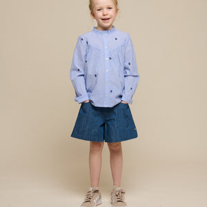 Embroidered Chambrey Shirt - Tween - Light Blue | 101091 Rose