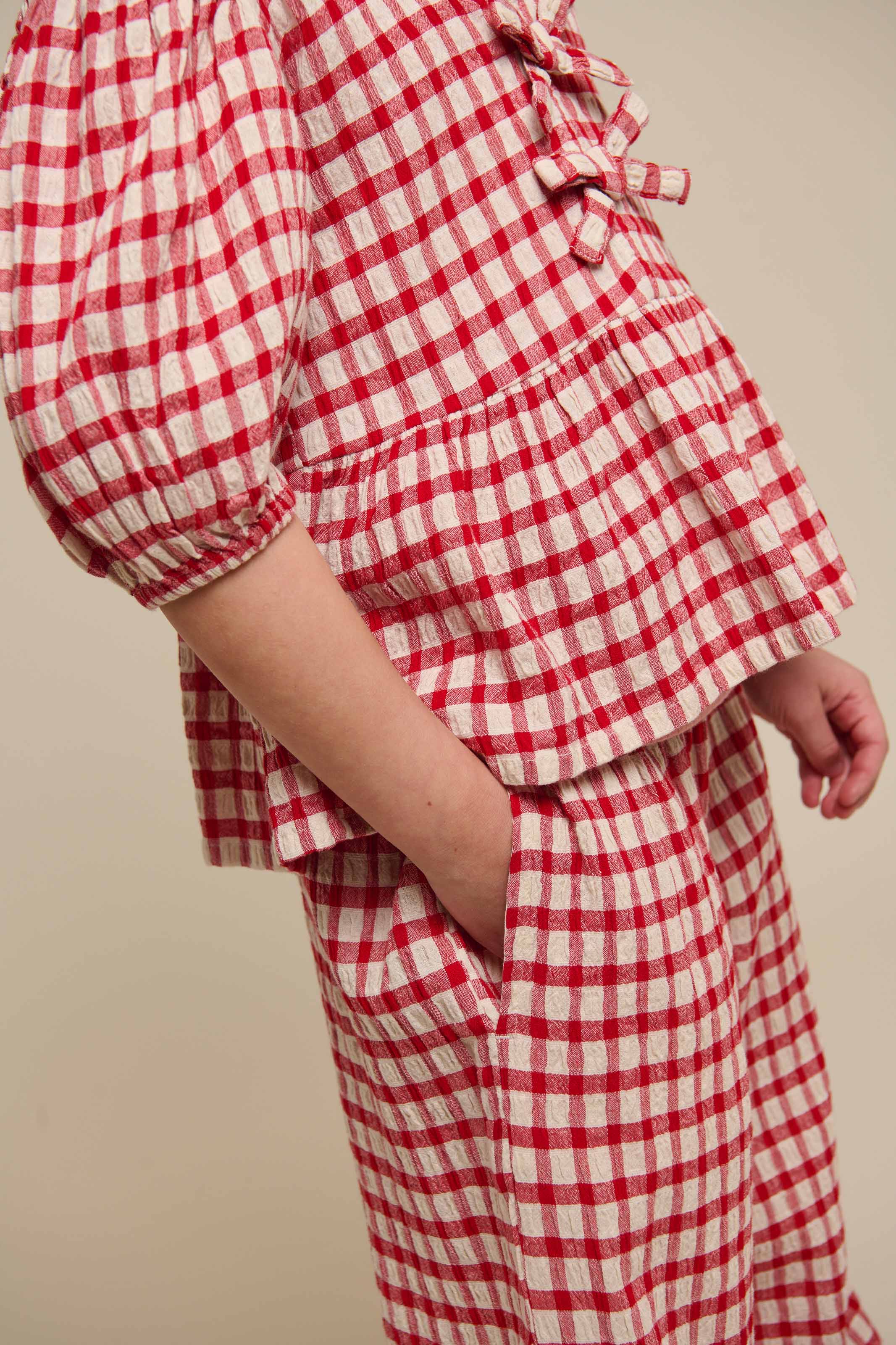 Geruite Katoenen Blouse - Tween - Cherry Red | 100909 Bonnie