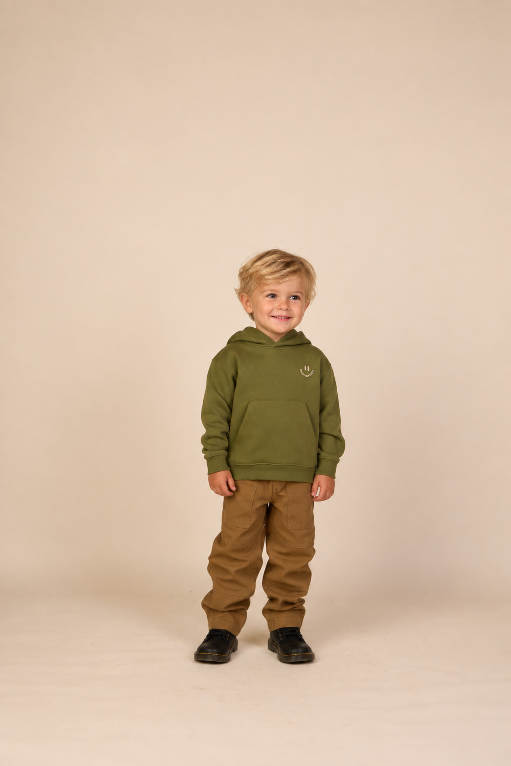 Hoodie met smileyborduursel Kids - Moss Green | 101581 Andrew