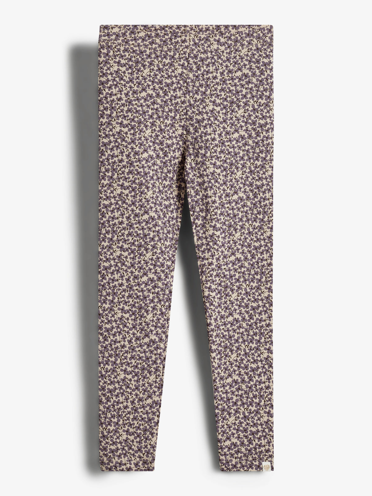 Jersey Leggings w. Ditsy Print - Tweens - Dusty Purple