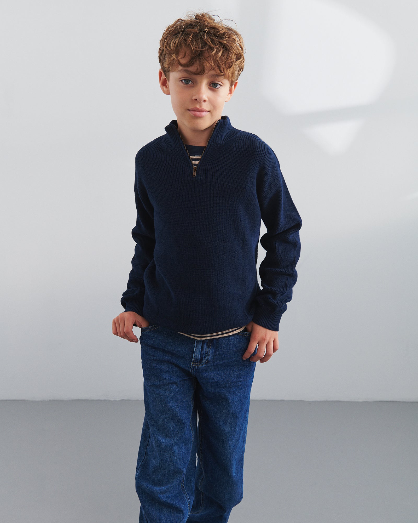 Sweater met kwart rits - Tweens - Navy