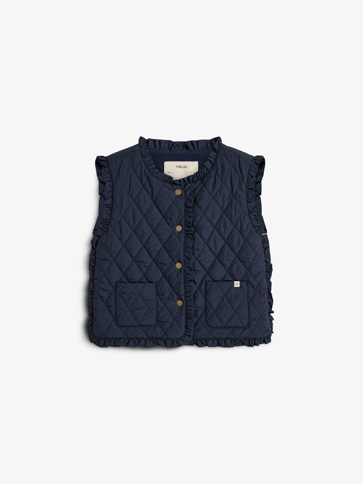 Gewatteerd gilet met ruches - Tweens - Navy