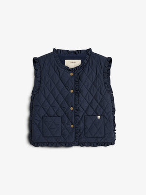 Gewatteerd gilet met ruches - Kids - Navy