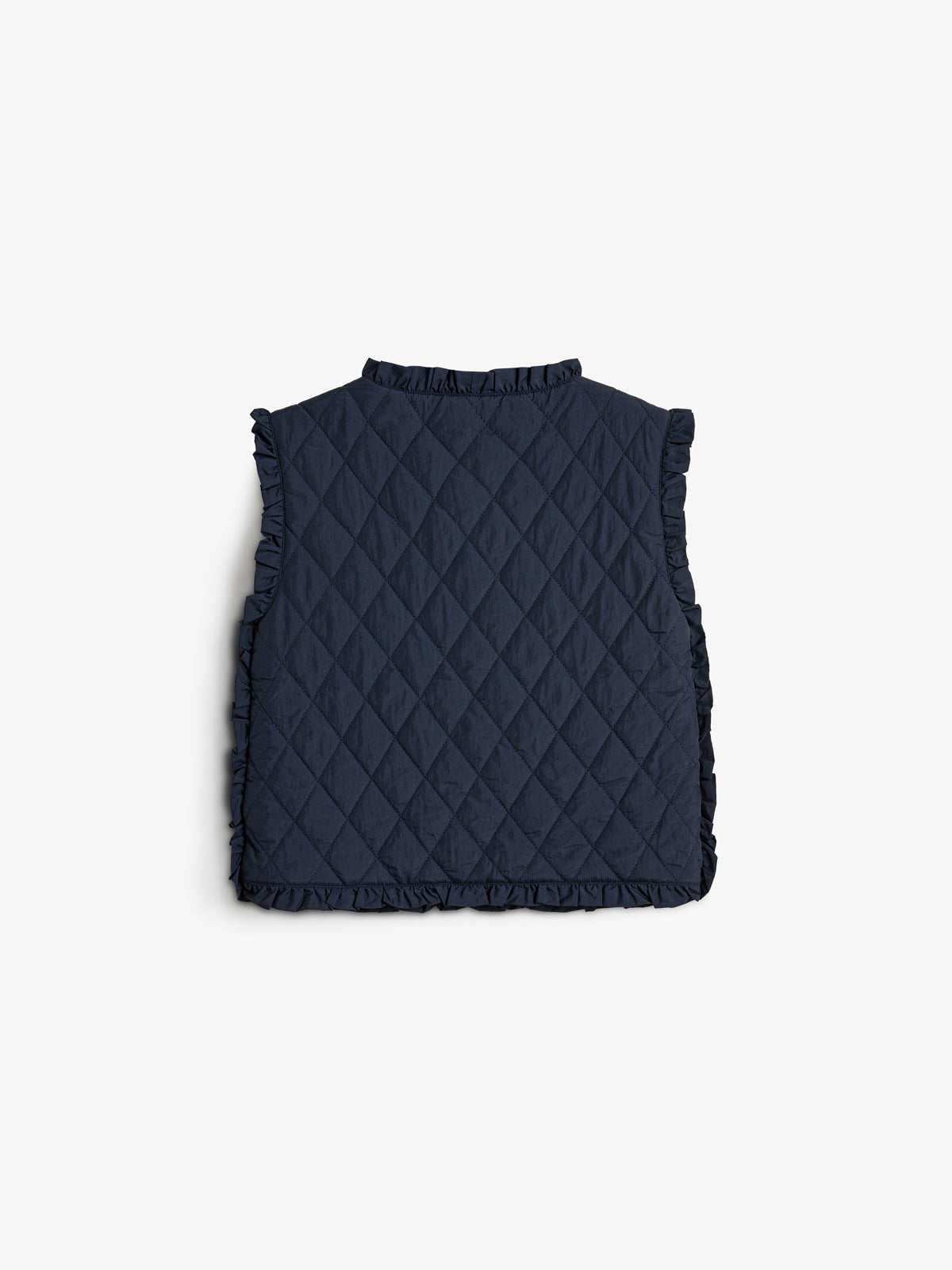 Gewatteerd gilet met ruches - Tweens - Navy