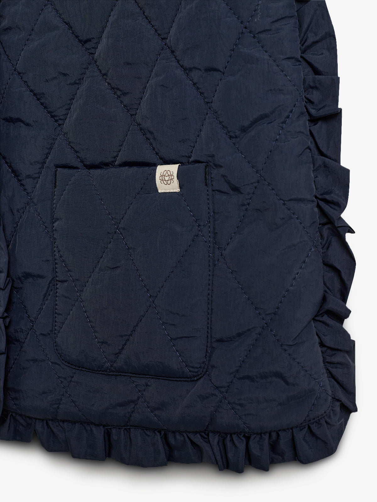 Gewatteerd gilet met ruches - Tweens - Navy