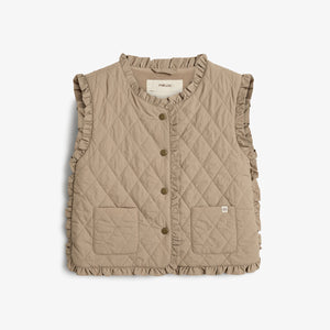 Gewatteerd gilet met ruches - Kids - Dark beige