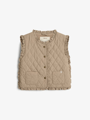 Gewatteerd gilet met ruches - Kids - Dark beige
