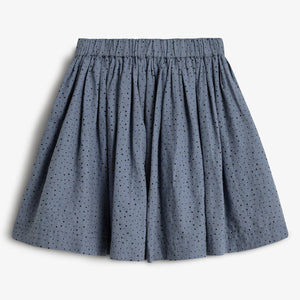Katoenen rok met microstippen - Tweens - Dusty Blue