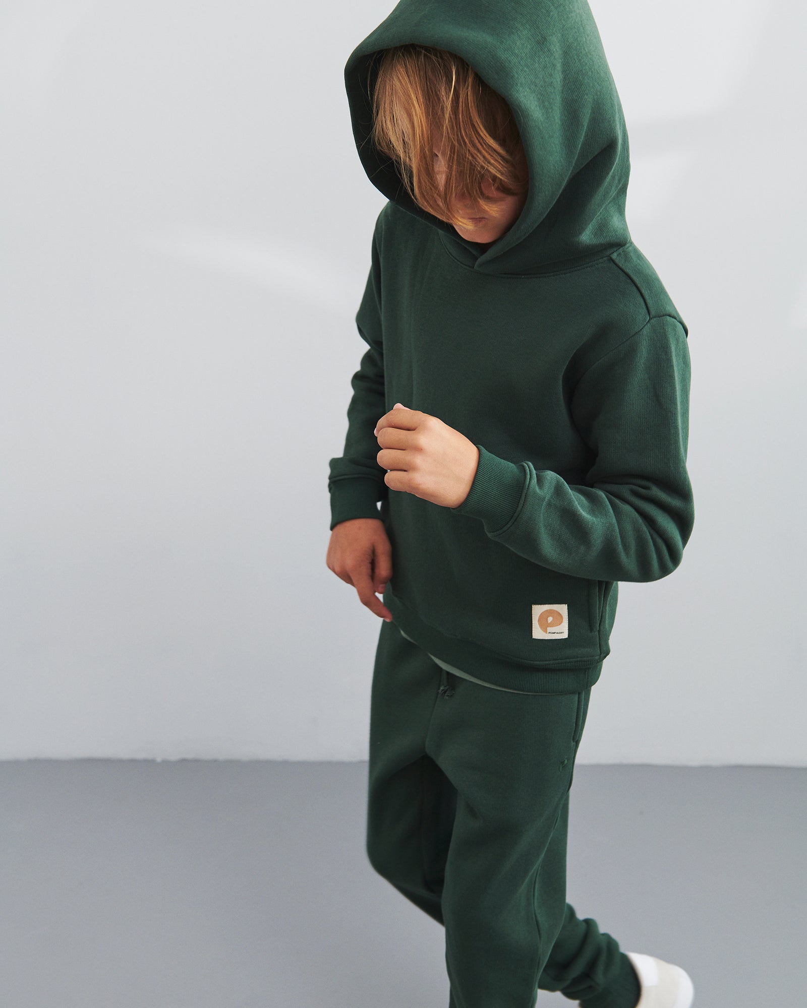 Hoodie w. Side Pocket - Tweens - Dark Green