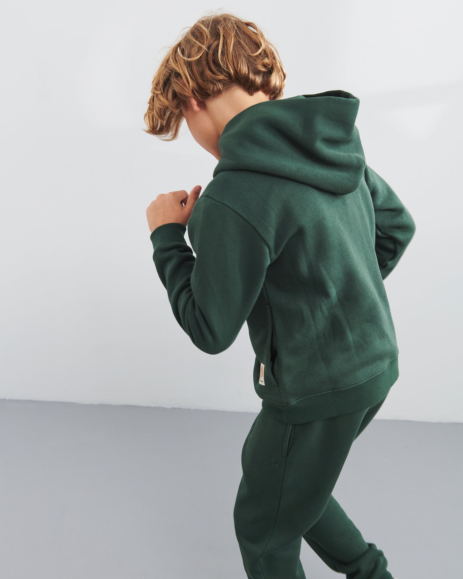 Hoodie w. Side Pocket - Tweens - Dark Green