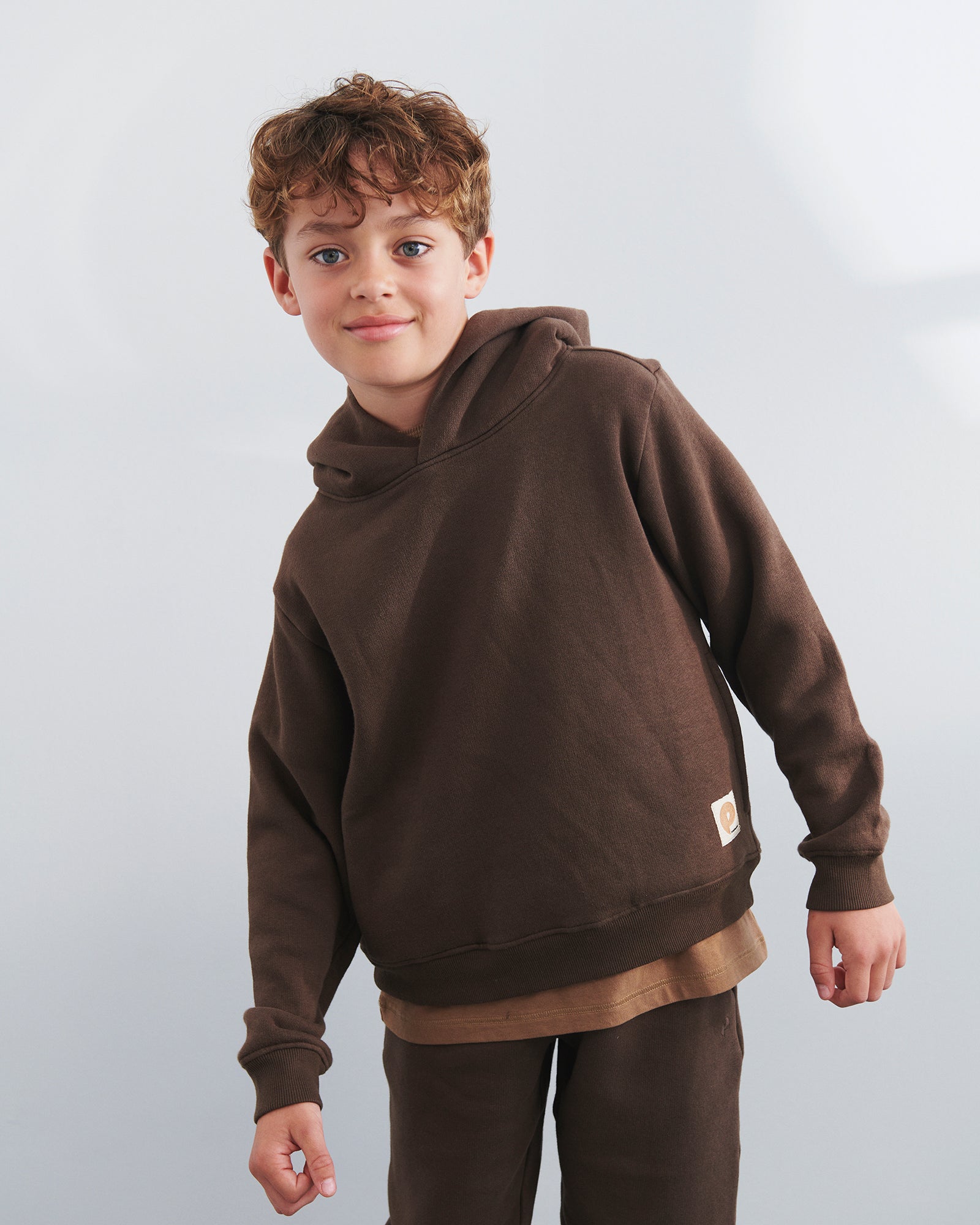 Hoodie w. Side Pocket - Tweens - Dark Earth