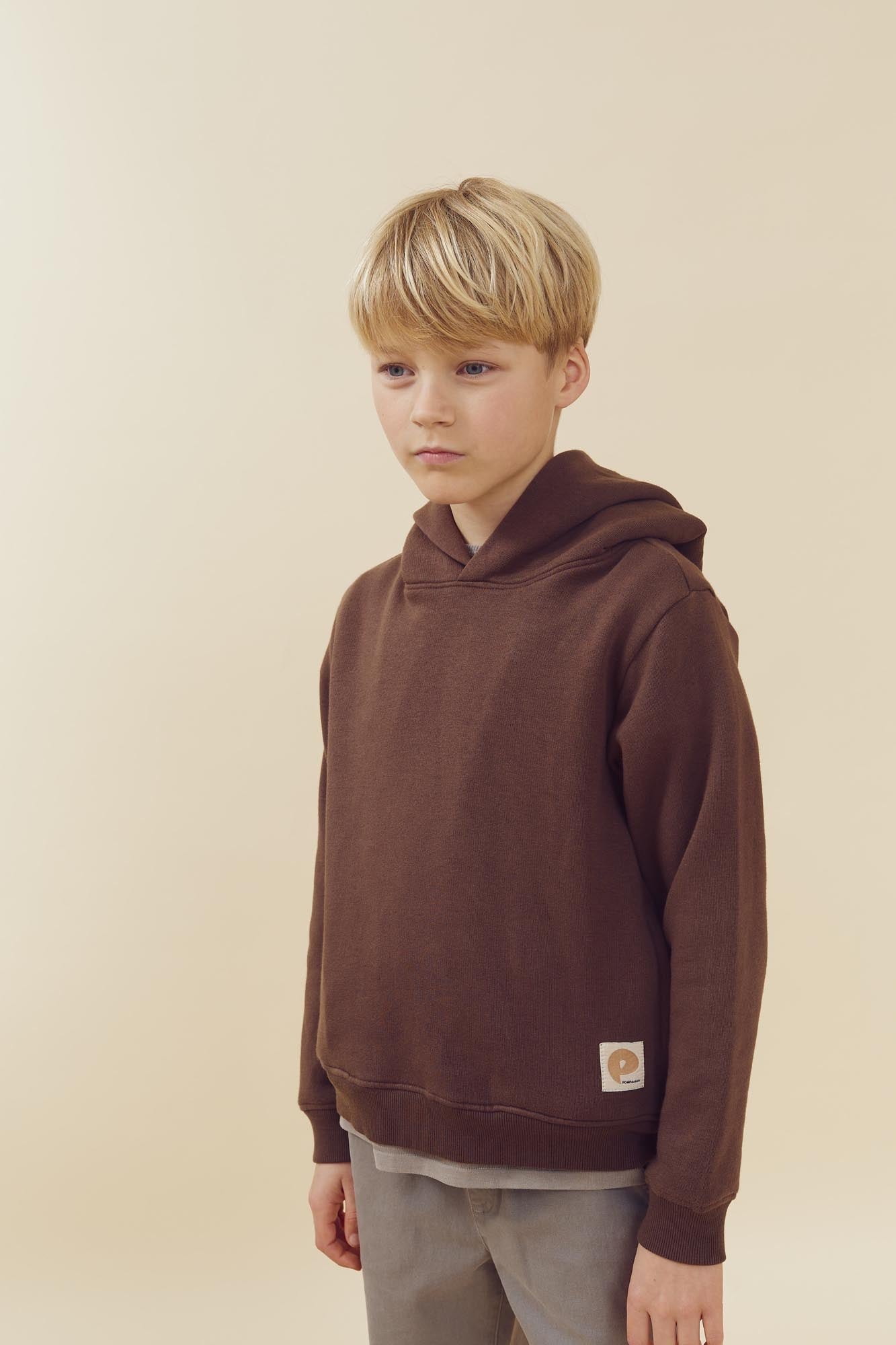 Hoodie w. Side Pocket - Tweens - Dark Earth