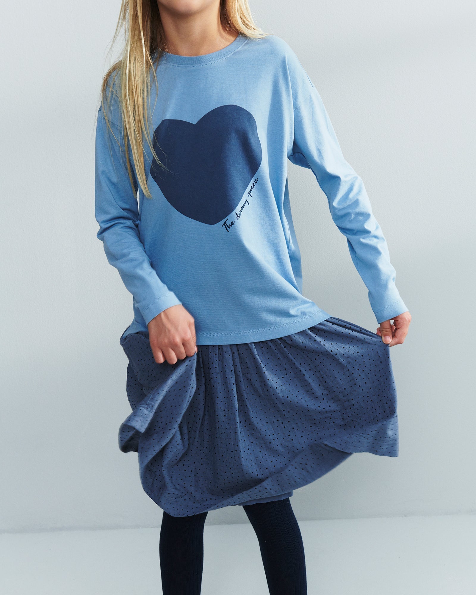 Heart Long Sleeve T-shirt - Tweens - Blue