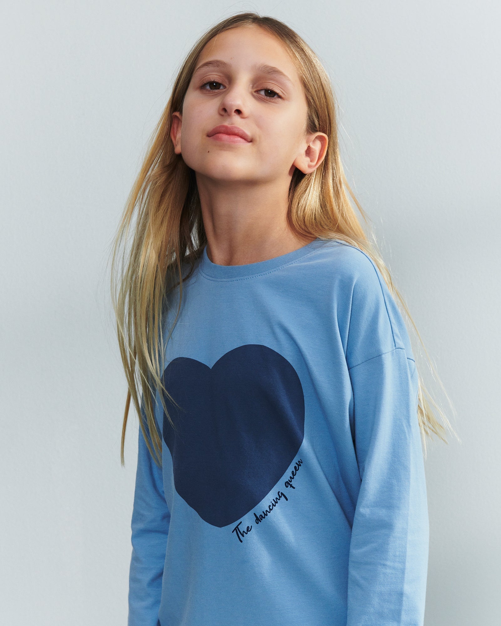 Heart Long Sleeve T-shirt - Tweens - Blue