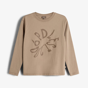 Warp Text Long Sleeve T-shirt - Tweens - Dark Beige