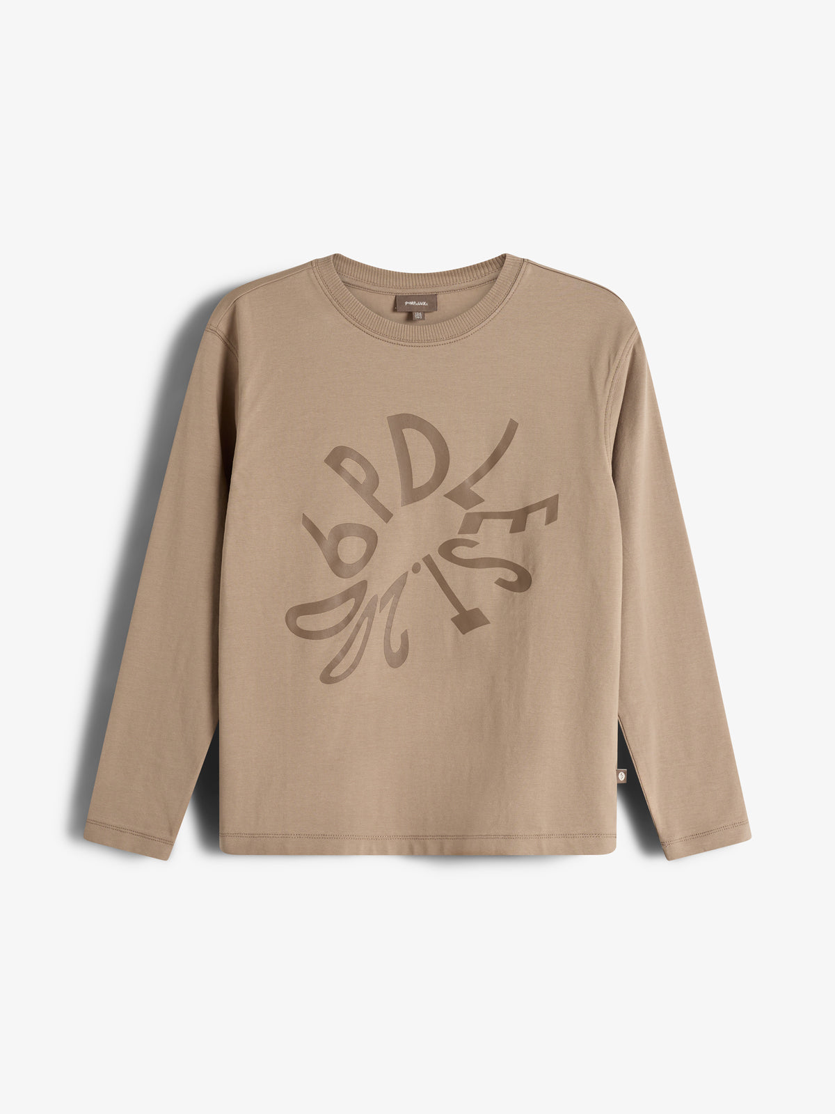 Warp Text Long Sleeve T-shirt - Tweens - Dark Beige