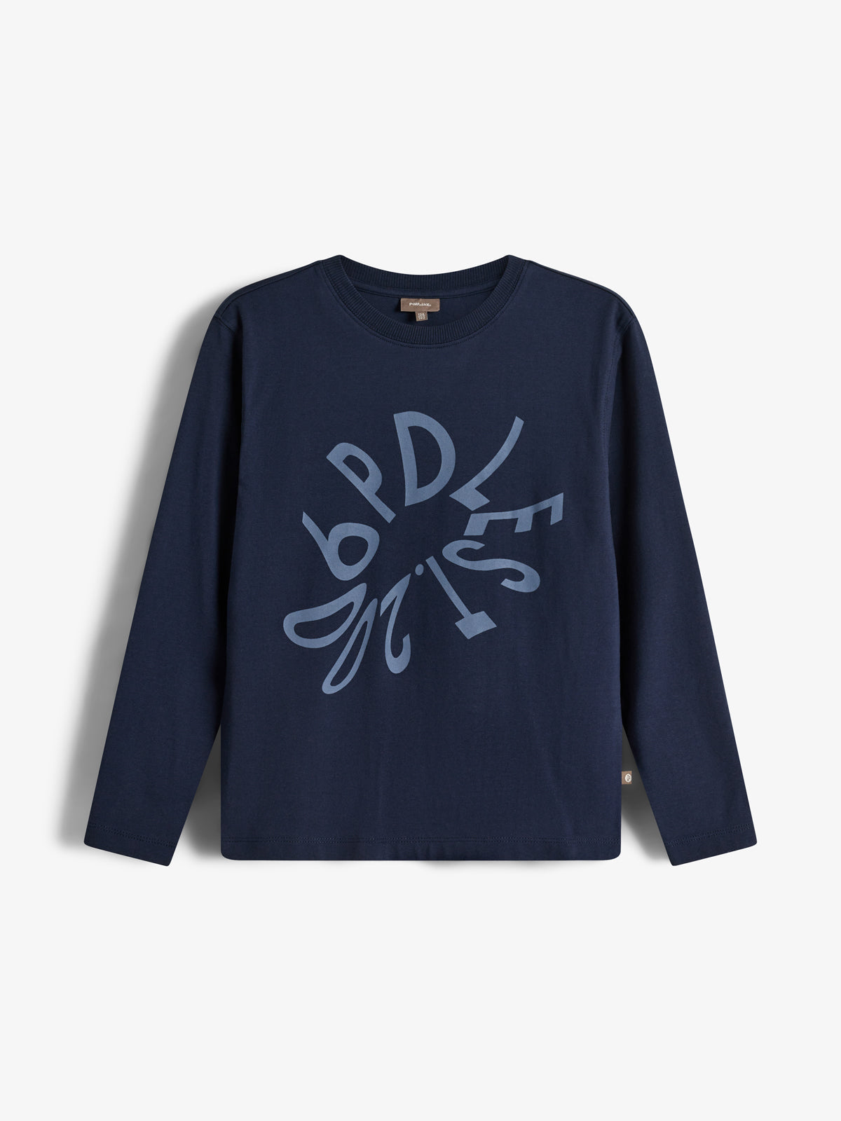 Warp Text Long Sleeve T-shirt - Tweens - Navy