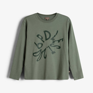 Warp Text Long Sleeve T-shirt - Tweens - Green