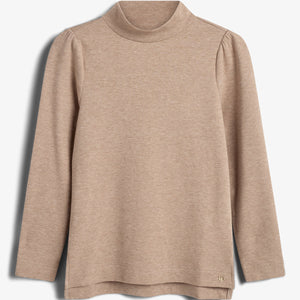 Pluche Jersey T-hals Blouse - Tweens - Beige Melange