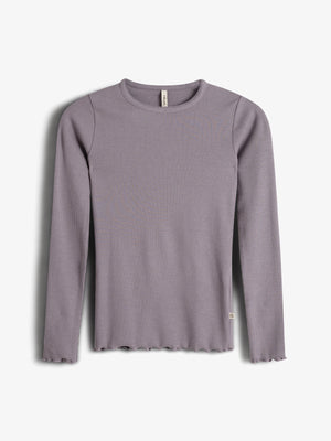 Basic Modal Lange Mouw Rib T-shirt - Tweens - Dusty Purple