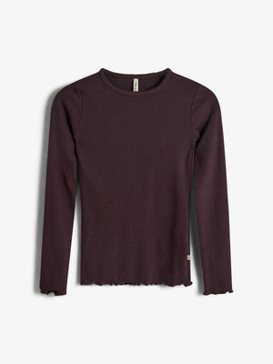 Basic Modal Lange Mouw Rib T-shirt - Tweens - Dark Purple