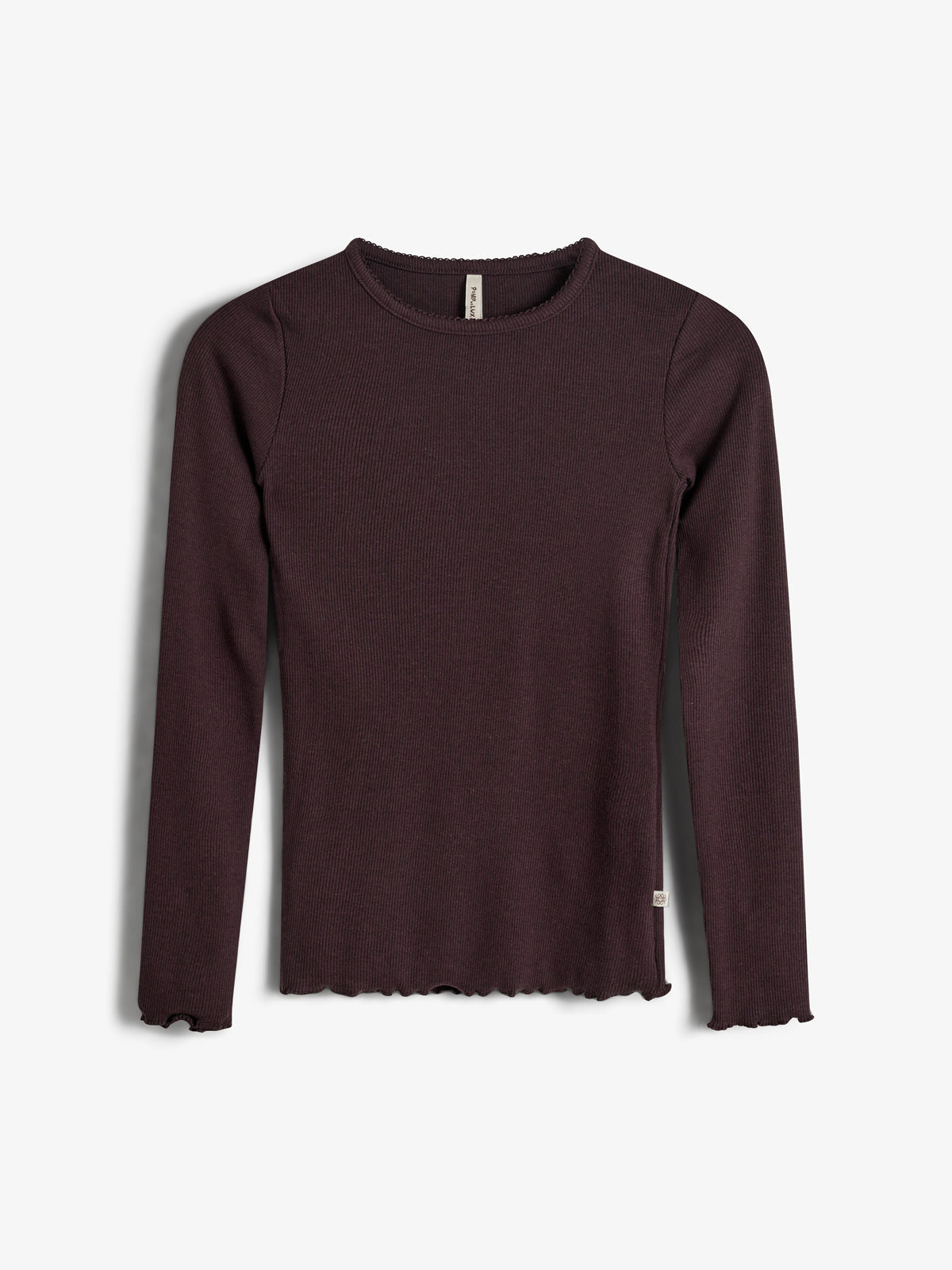 Basic Modal Lange Mouw Rib T-shirt - Tweens - Dark Purple