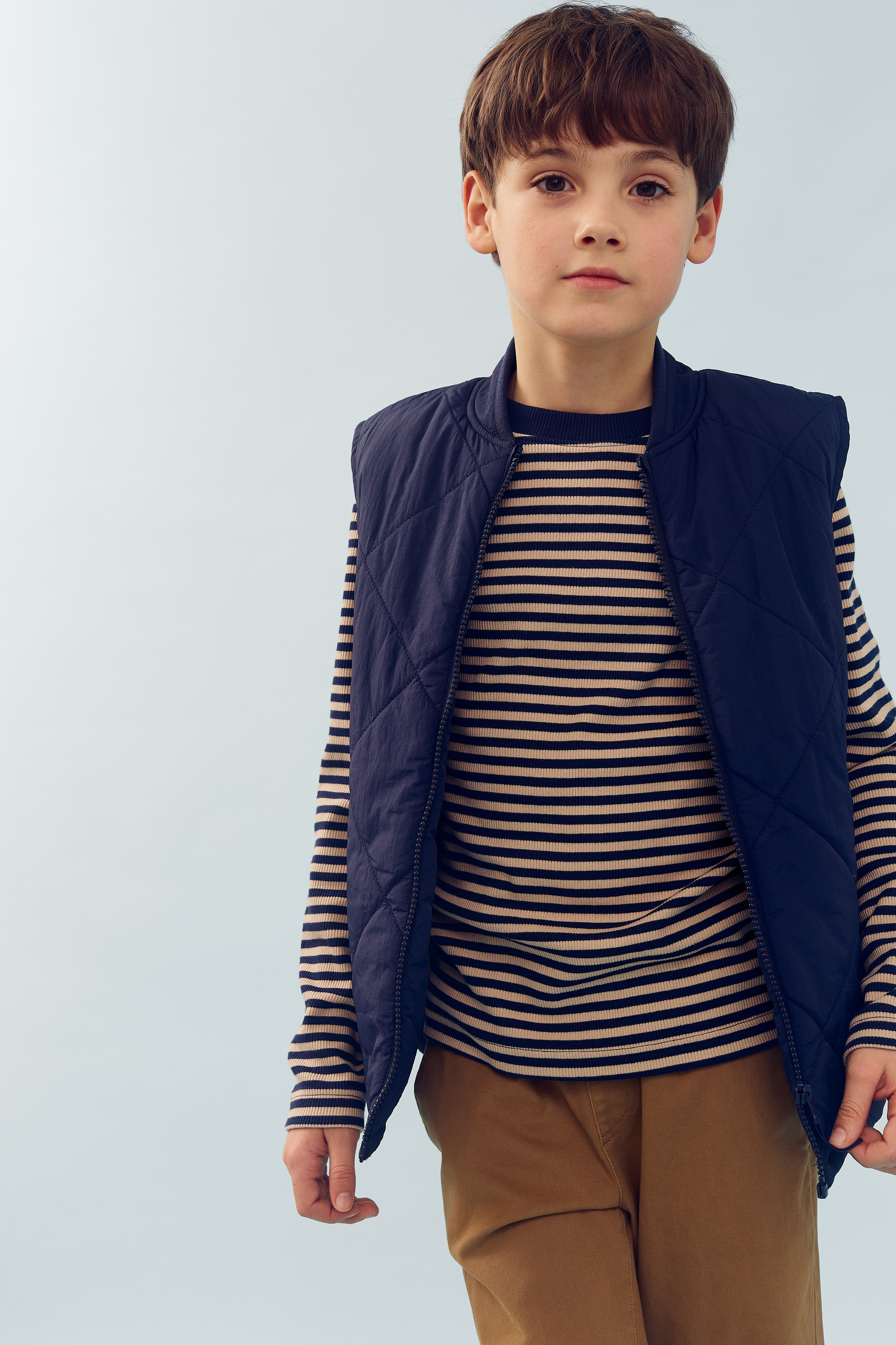 Gestreept Basic Rib T-shirt met lange mouwen - Tweens - Navy/Beige