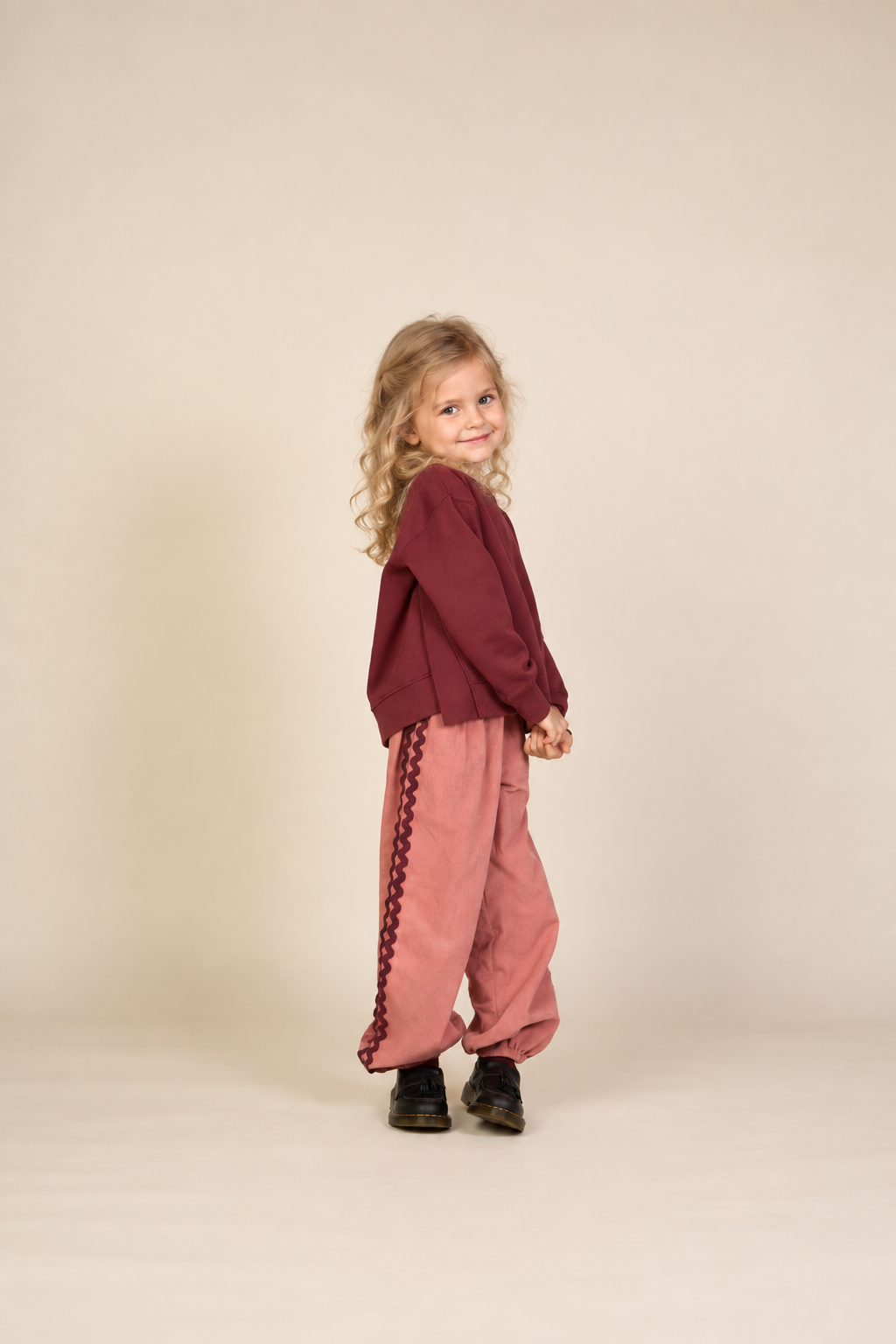 Corduroy broek met zigzagband Kids - Dusty Rose | 101483 Sille
