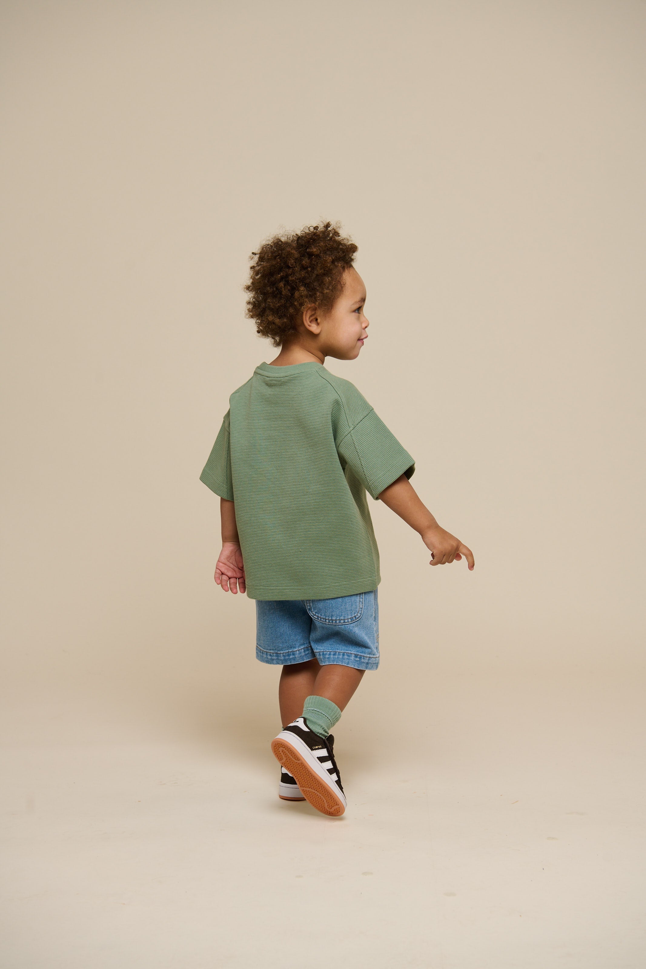 Wafel T-shirt - Kids - Dusty Green | 101155 Evan